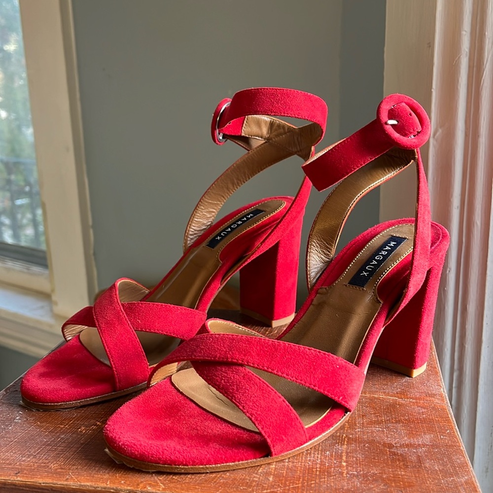 Margaux uptown sandal heel poppy red